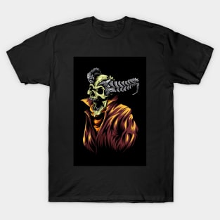 angry-horned-skull-vector-illustration T-Shirt